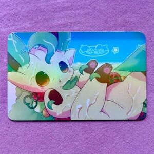 Leafeon Cozy Meadow — Rainbow Gloss Foil Collectible Art Card ✨